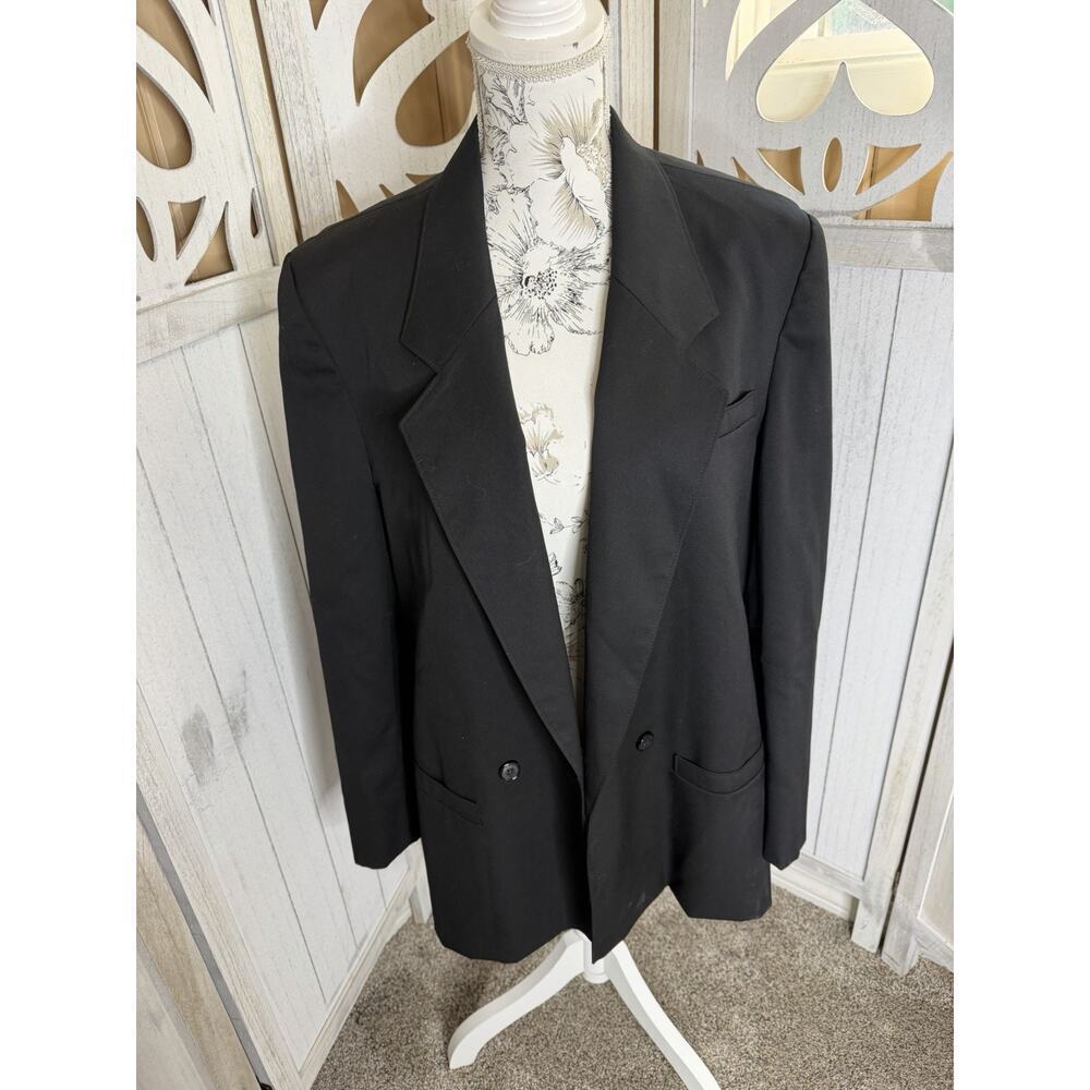 Vintage Black Virgin Wool PENDLETON Blazer Size 14 Classic Double Button